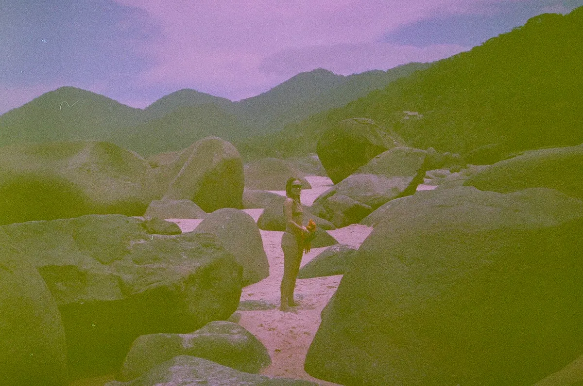 Trindade beach with round granite rocks