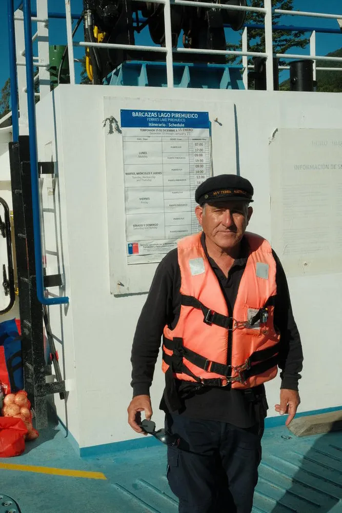 Ferry captain on the boat to Pirihueico